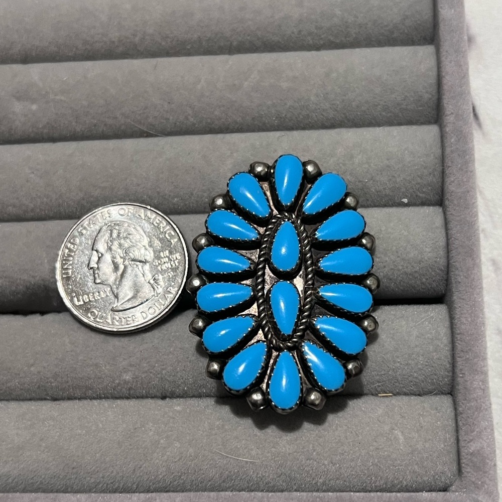 Turquoise cluster ring - Picture 4 of 7